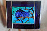 Disney Cheshire Cat Stained Glass / Reverse Painted Trinket Box Signed Sullo