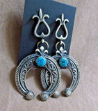 Navajo Sterling Squash Blossom Naja Necklace & Earrings by E L Billah JN361