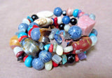 Native Santo Domingo Chunky Gemstone Bead 3 Wrap Wire Bracelet by E Coriz JB0149