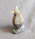 Zuni Picasso Marble Quail w/ Sunface Fetish Carving by Darrin Boone  C4344