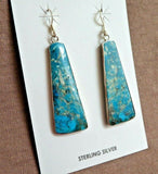 Santo Domingo Blue Turquoise w Sterling Hook Earring by Veronica Tortalita JE554