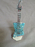 Zuni Fun Wood & Turquoise Electric Guitar Carving Fetish  By Carl Etsate C3680
