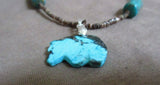 Native Zuni Turquoise Bear Fetish Heishi Necklace by B Natewa & K Quam  JN386