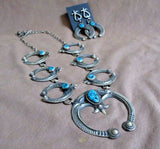 Navajo Sterling Squash Blossom Naja Necklace & Earrings by E L Billah JN361