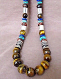 Navajo Sterling Silver & Tigers Eye 26" Necklace by Tommy & Rosita Singer JN0248