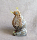 Zuni Picasso Marble Quail w/ Sunface Fetish Carving by Darrin Boone  C4344