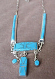 Native Zuni Sterling Silver & Turquoise Necklace & Earrings Set by J Luna JN153A