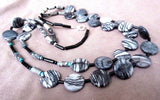Navajo Gallery Quality Snowflake Obsidian Necklace by Arabella Saltwater JN0058