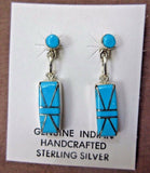 Native Zuni Sterling Silver & Turquoise Necklace & Earrings Set by J Luna JN153A